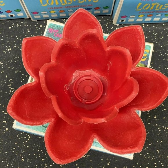 4 Vintage Lotus Lite Candle Glo Floating Pool Candles Tiki MCM Red White Blue - Picture 6 of 11